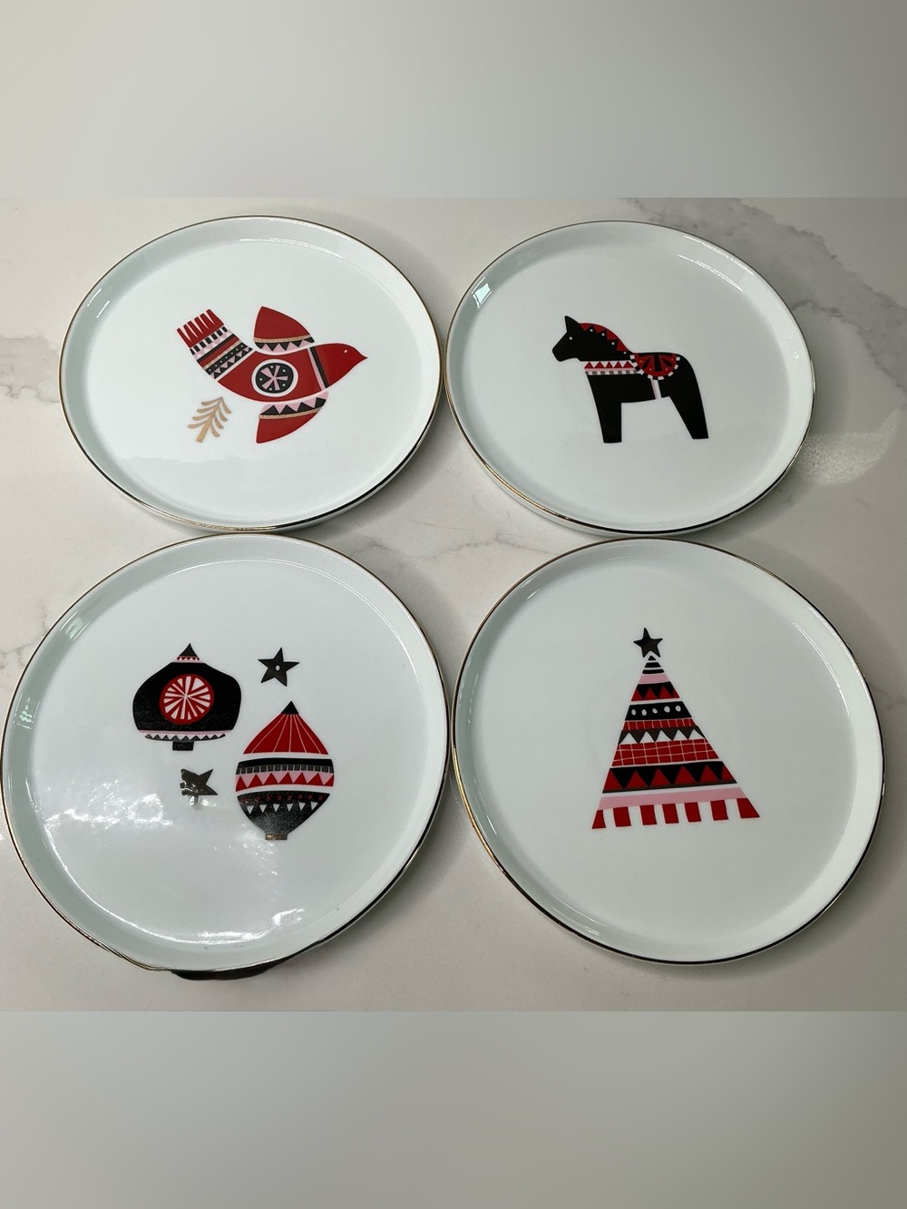 4 Appetizer Plates Project 62 Scandinavian Design Porcelain Holiday Preowned
